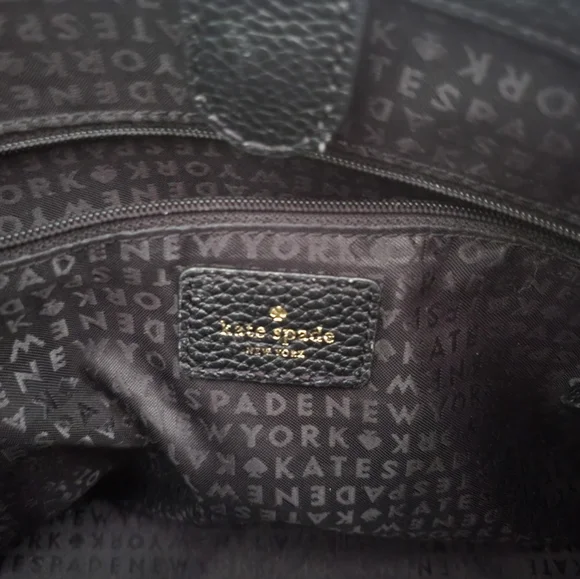 Kate Spade Black Leather Leighann Satchel / Tote Handbag (Mulberry Street) - Picture 8 of 14